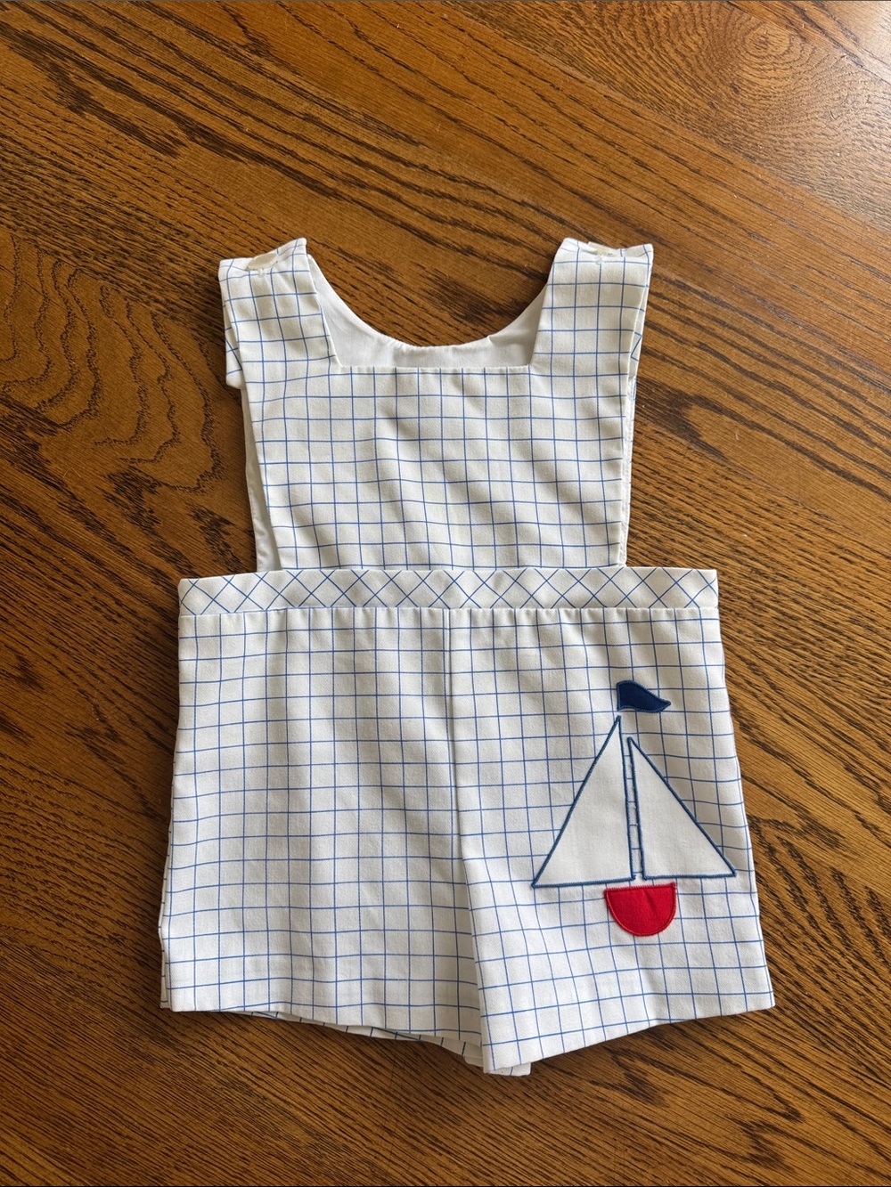 Sailboat Appliqué Romper — Blue & White Mariner Sailor 2t ⛵️